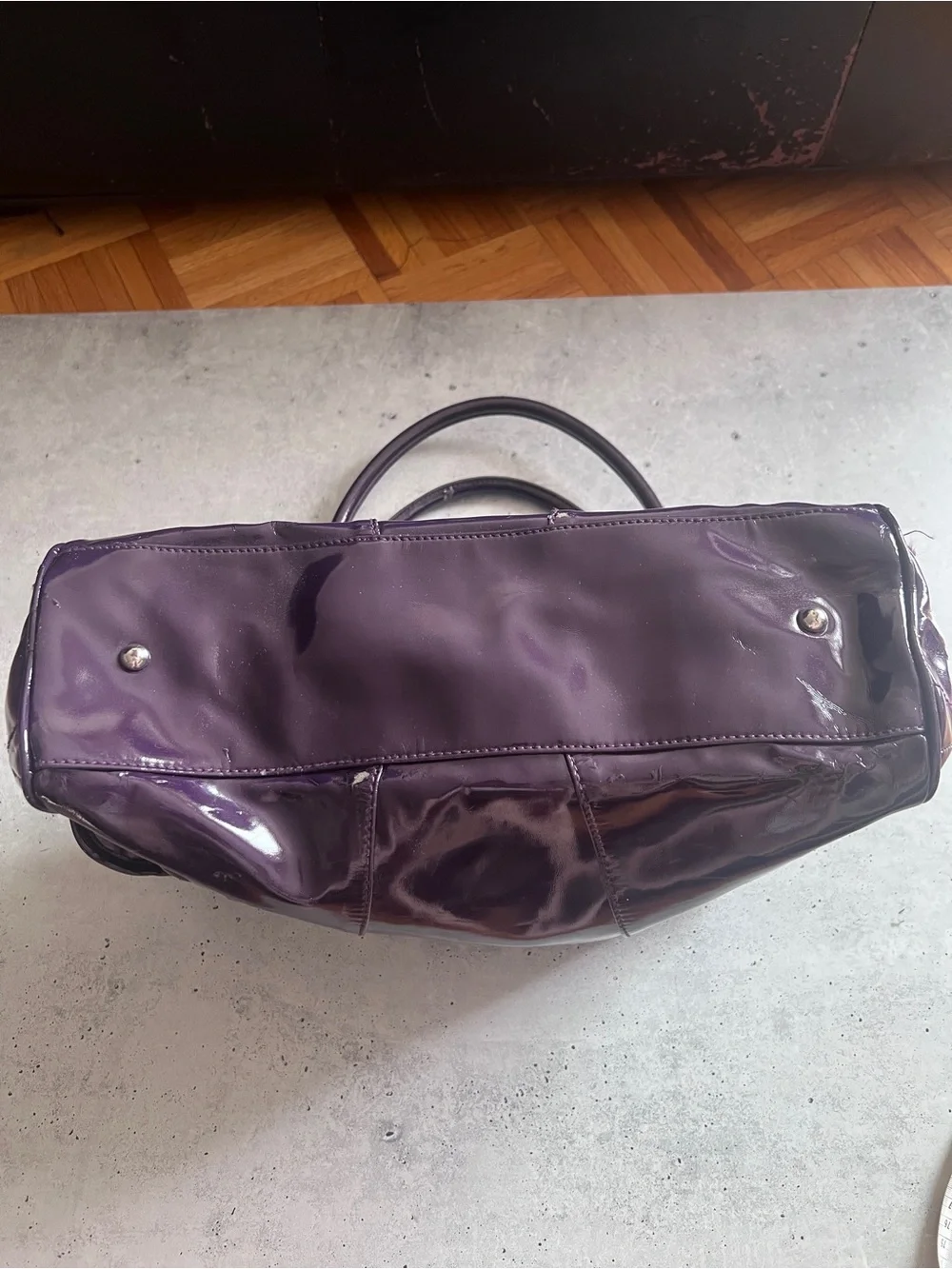 Purple Patent Tote Bag for Women EUC